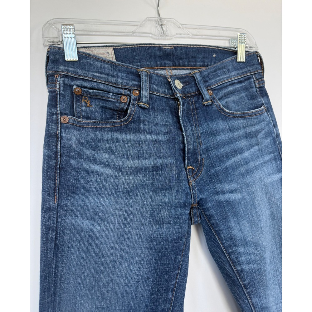 Polo Ralph Lauren Women's Sz 27 Tompkins Skinny Crop Jeans Blue Distressed Denim